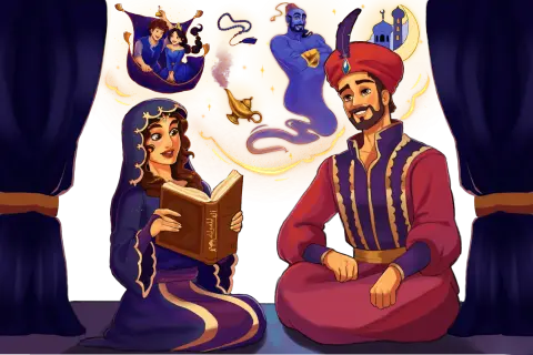 سيدة تروي قصص الف ليلة وليلة